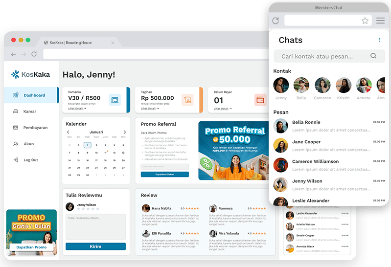 Tampilan aplikasi KosKaka